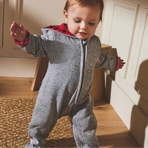 The Littlest Buffalo check snuggle suit, size 6-12 months